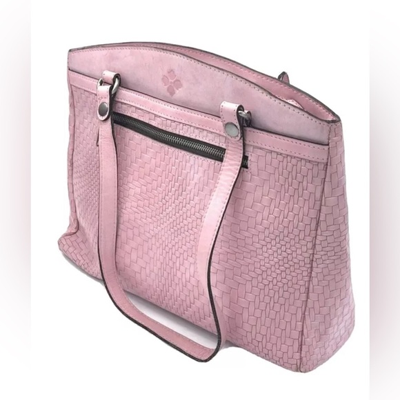 Patricia Nash Blush Pink Wavy Woven Embossed Leather Poppy Tote - Picture 1 of 8